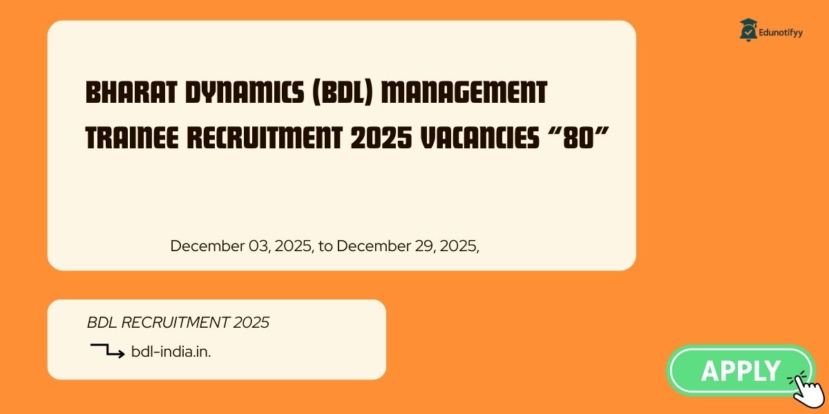 Bharat Dynamics (BDL) Management Trainee Recruitment 2025